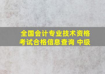 全国会计专业技术资格考试合格信息查询 中级